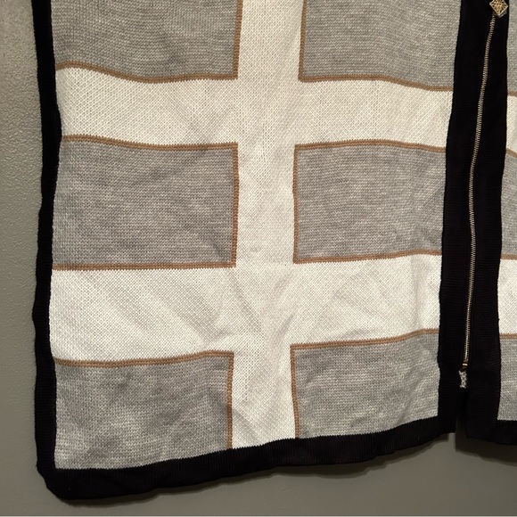 NWT Anne Klein XL Heather Grey Poncho Jacket Zip-Up Heavyweight Sweater Hoodie - Picture 4 of 15